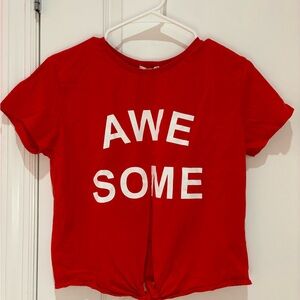 Vibrant Red Short Sleeve Tee with Awesome Print